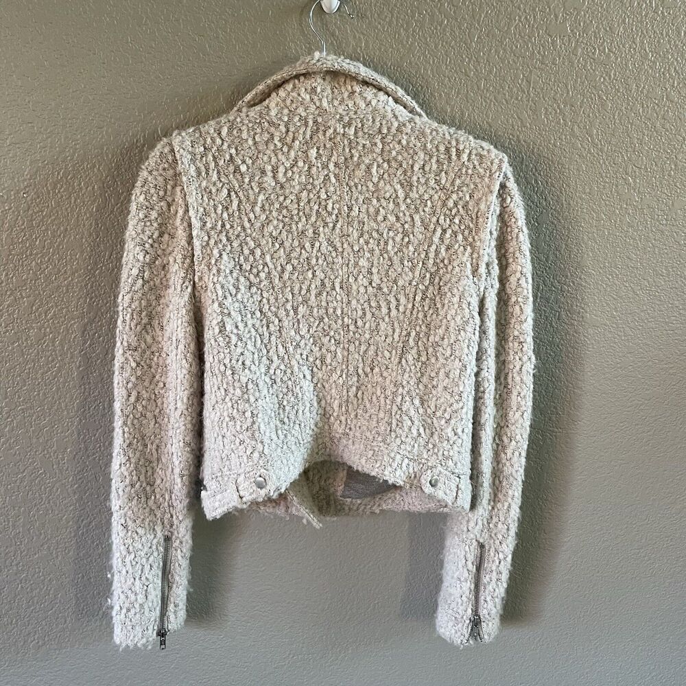 Anthropologie Elevenses Northland Moto Jacket Womens XS Beige Boucle Knit - Picture 3 of 11